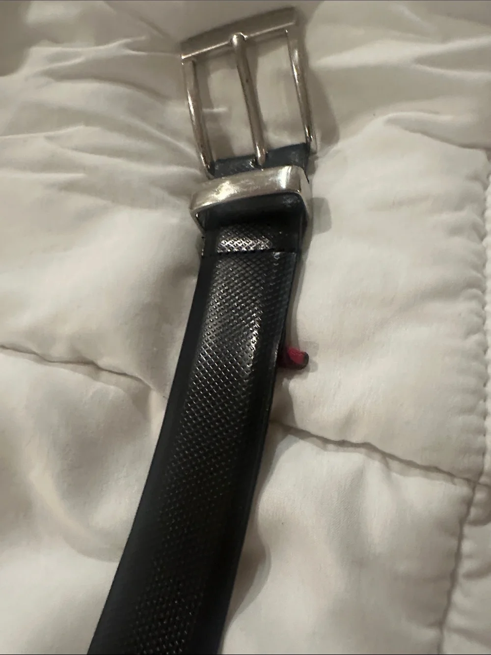 Classic Black Leather Belt with Silver Buckle